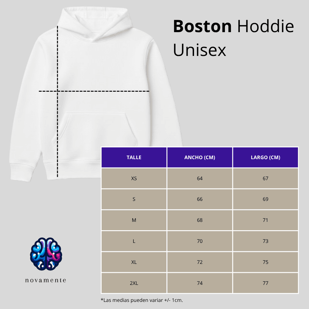 Buzo Hoodie Oversize - Blanco - Medidas