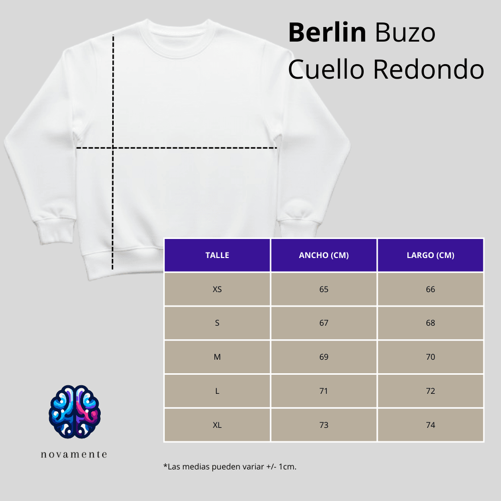 Tabla de medidas Buzo Cuello Redondo - Stone Wash