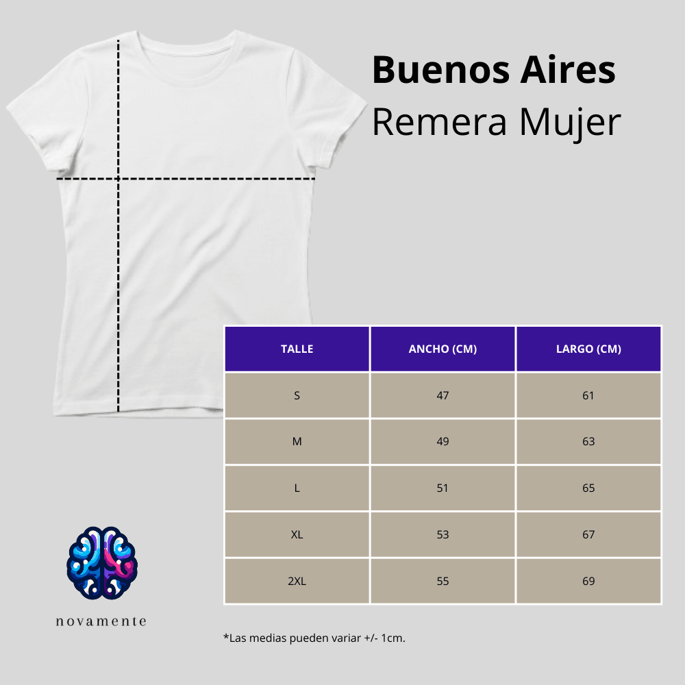 Tabla de medidas Remera Clásica Mujer - Blanca