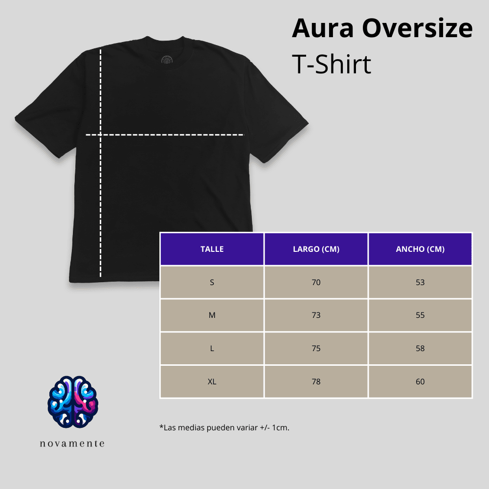 Tabla de medidas Aura Oversize T-Shirt - Negro
