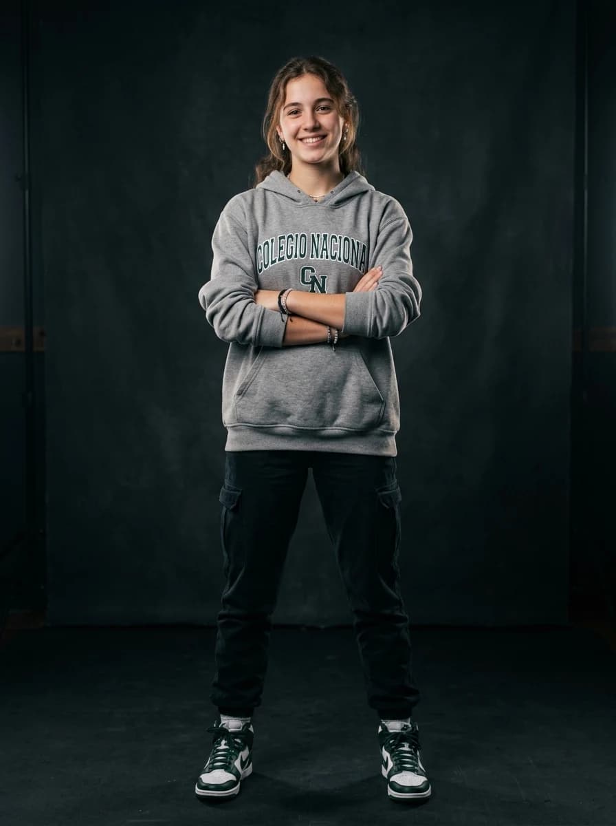 Valen con Hoodie Oversize Gris Melange