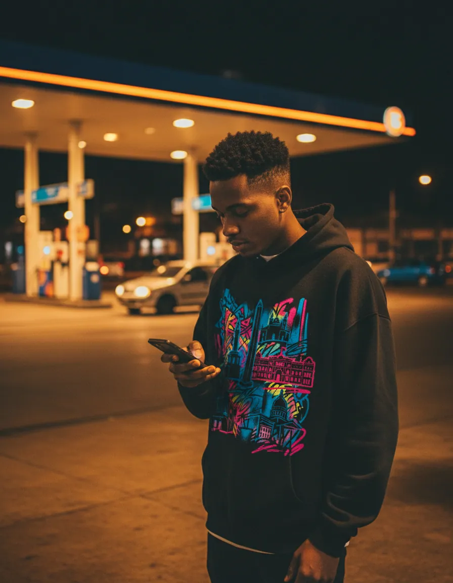 Estampado DTG premium en hoodie negro Novamente