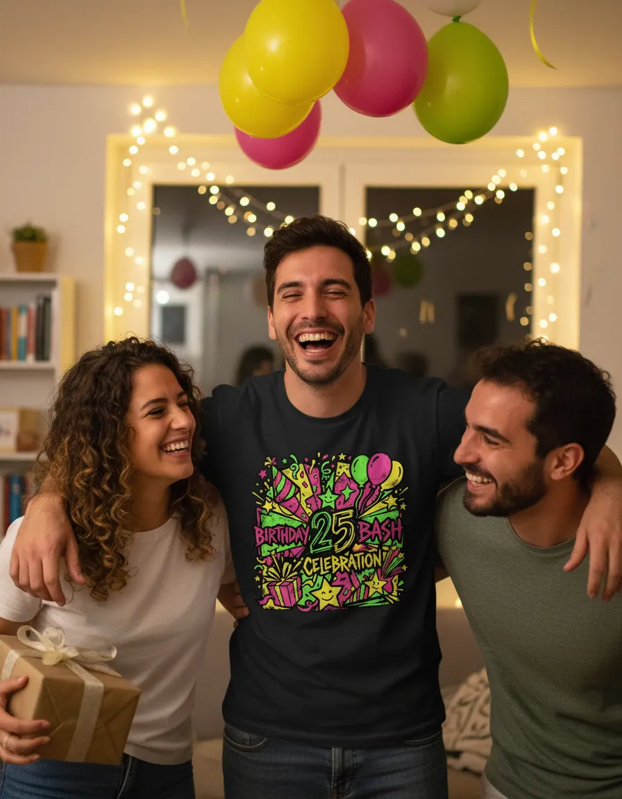 Regalo de cumpleaños para amigo — remera con diseño festivo