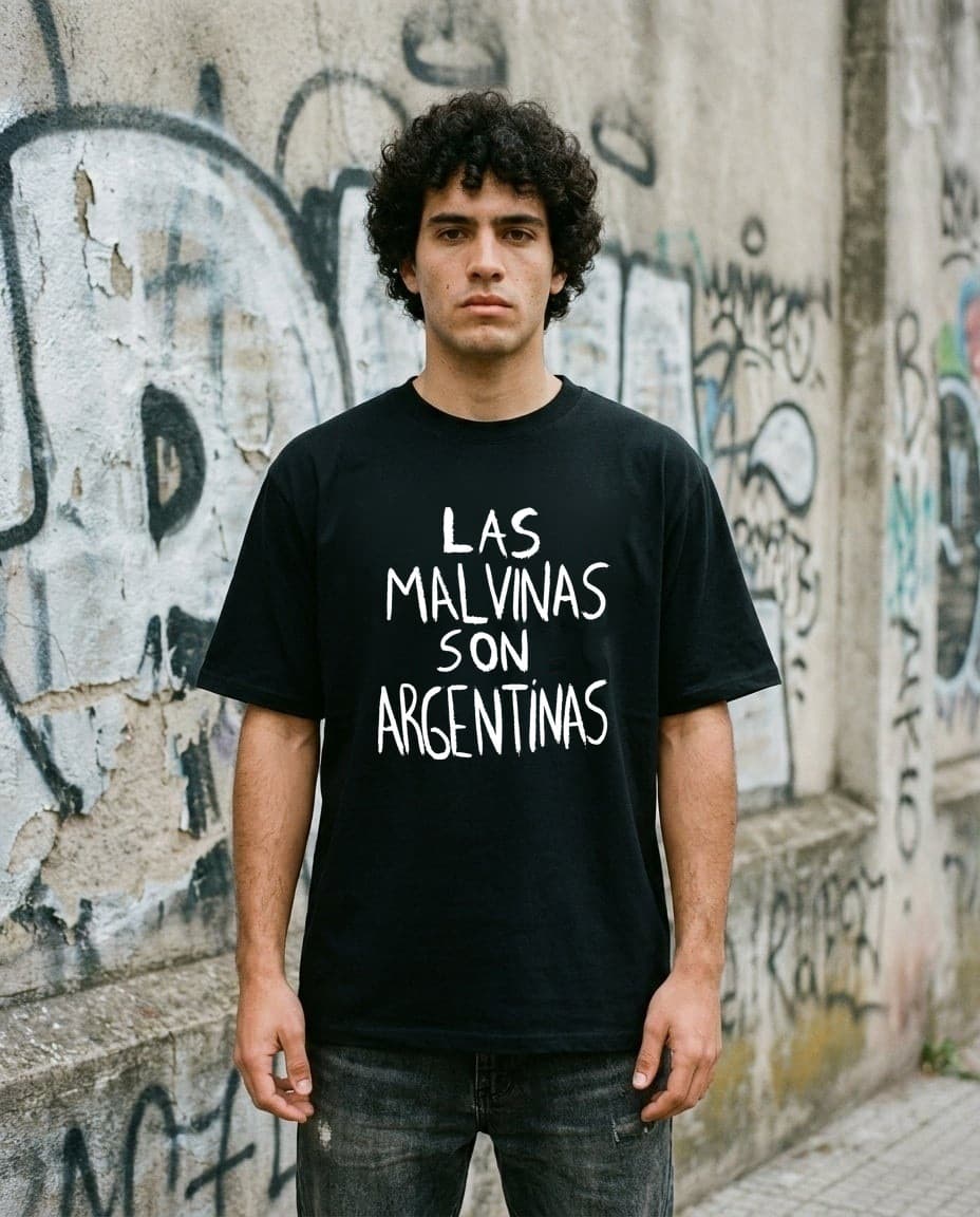 La frase — Remera oversize Serie Malvinas Novamente, foto lifestyle