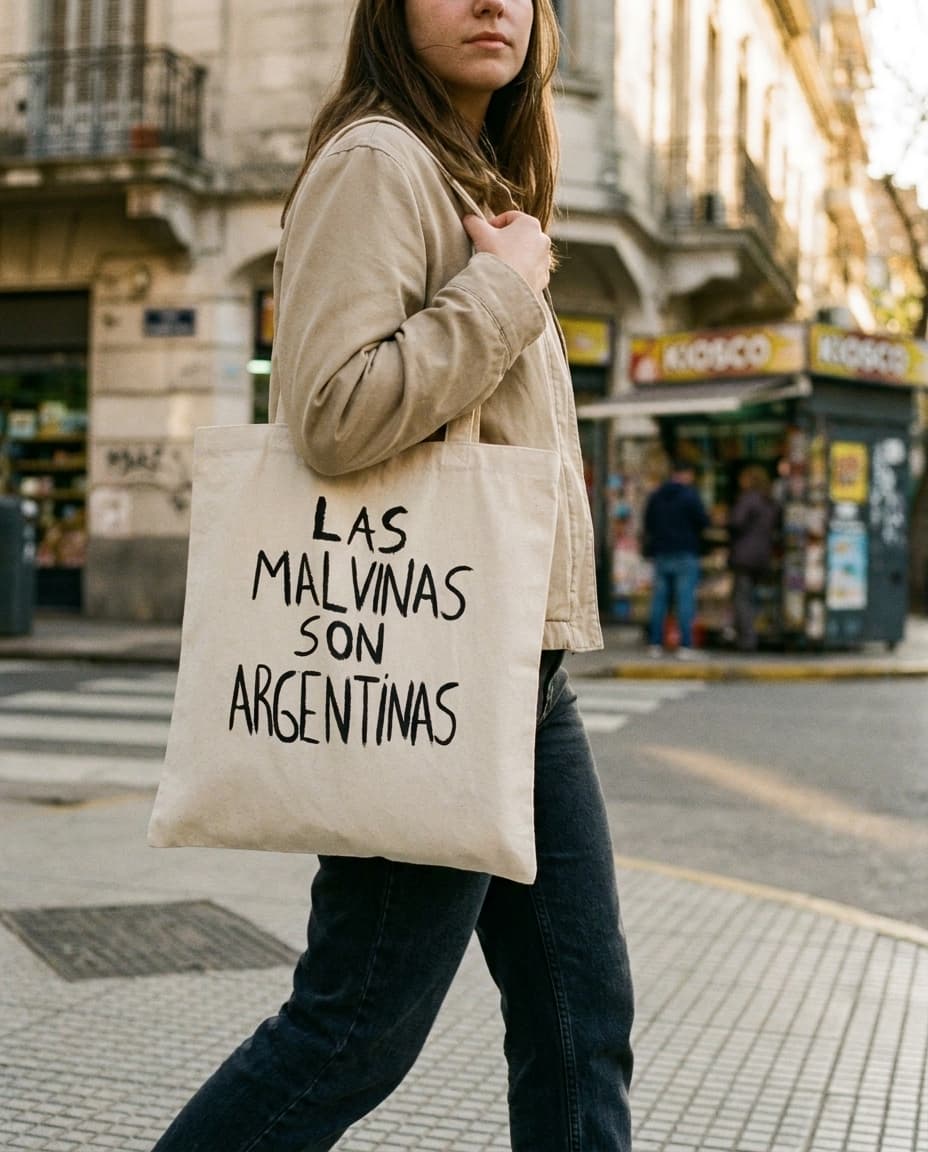 Las Malvinas son argentinas — Totebag — Crudo, Serie Malvinas Novamente