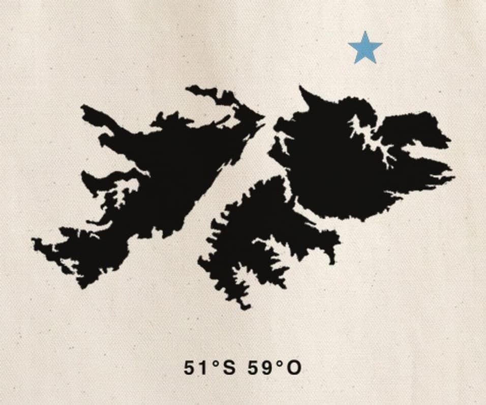 51°S 59°O — detalle de la estampa sobre lona cruda