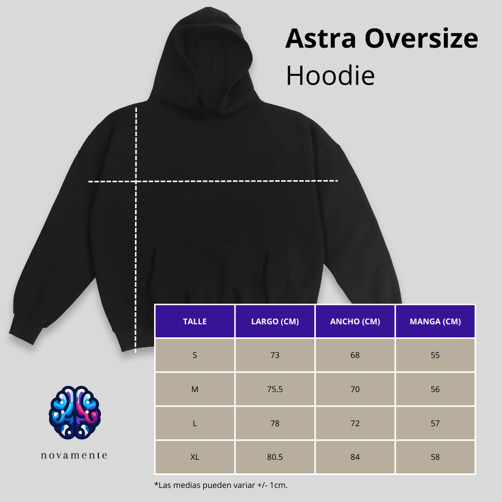 Tabla de medidas Astra Oversize Hoodie - Crema