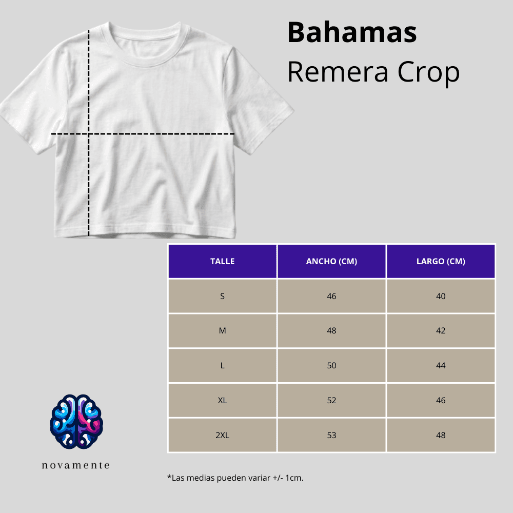 Remera Crop Mujer - Visón - Medidas