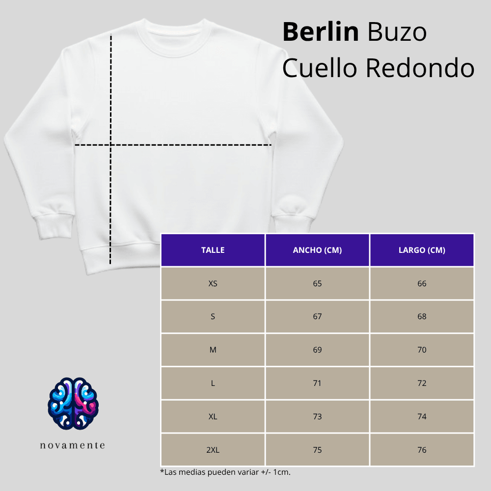 Tabla de medidas Buzo Cuello Redondo - Blanco