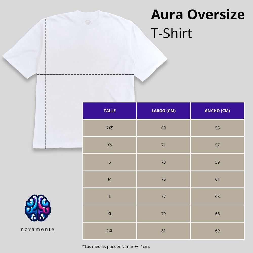 Tabla de medidas Aura Oversize T-Shirt - Blanco