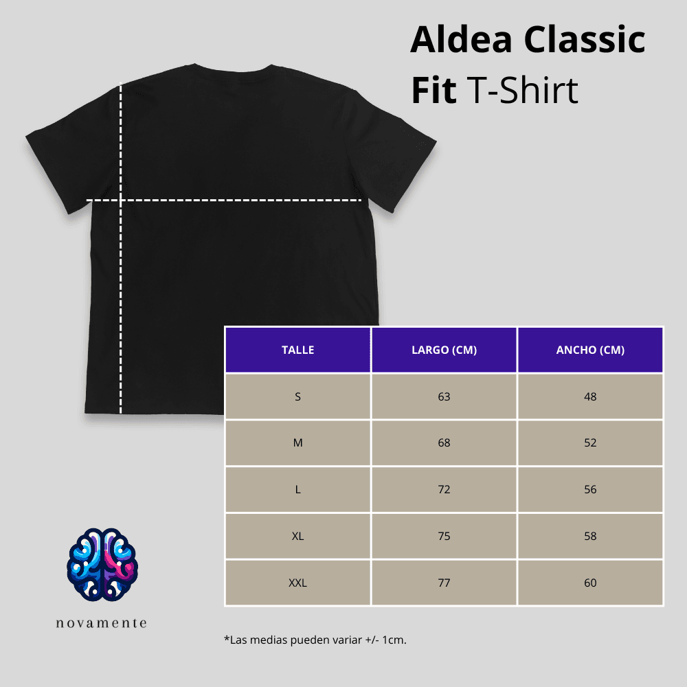 Aldea Classic Fit T-Shirt - Negro - Medidas