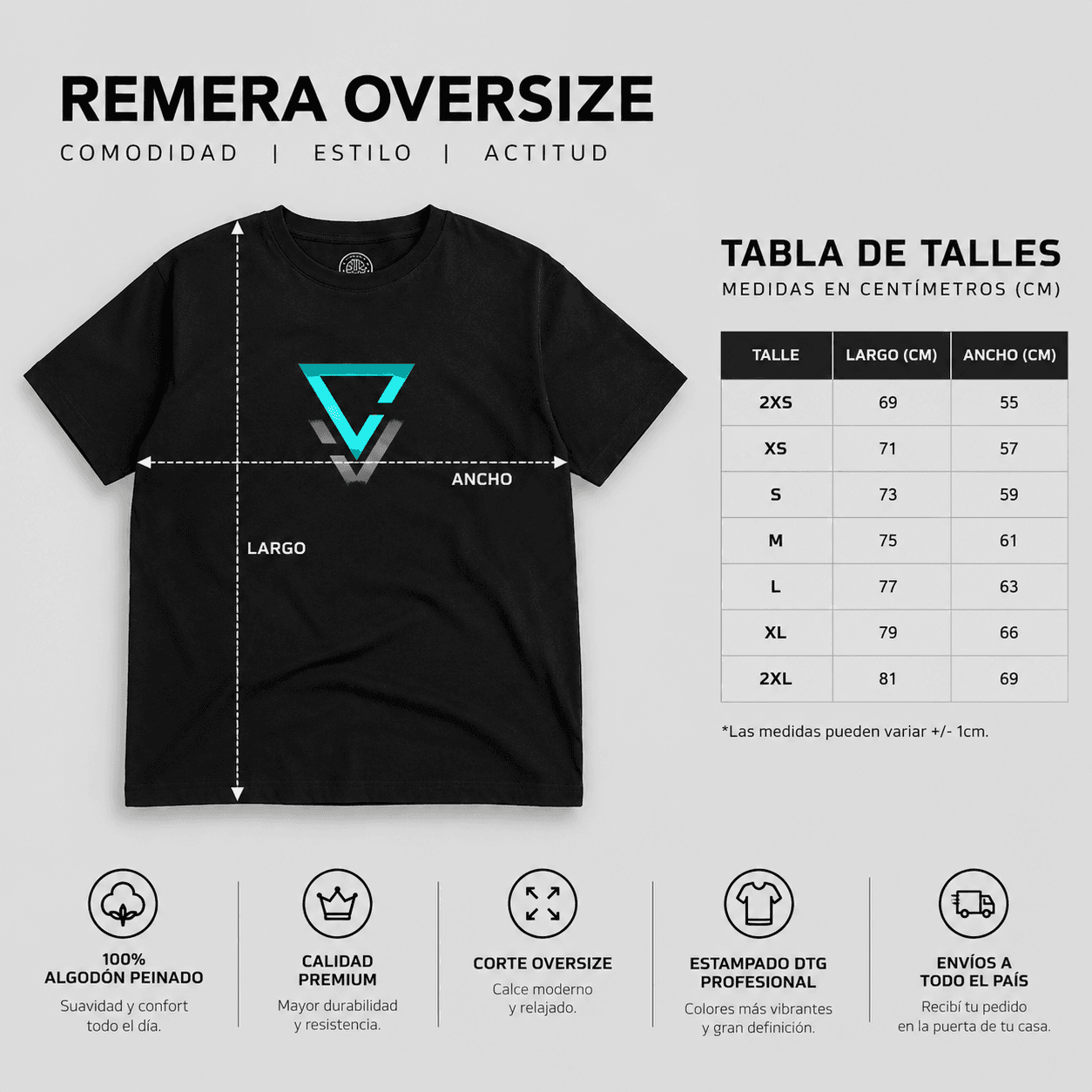 Remera Aura Oversize Negro Estampa — dorso