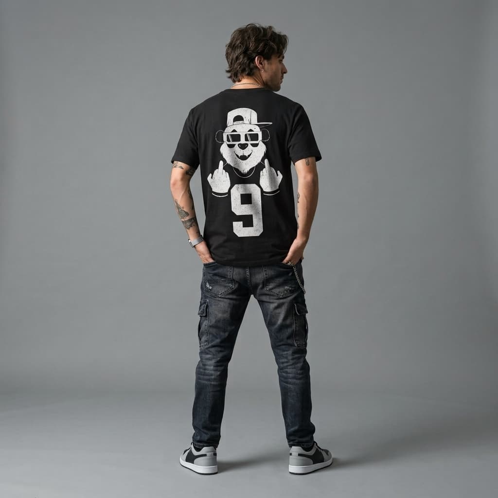 REMERA OVERSIZE ESTAMPA NEGRO — foto
