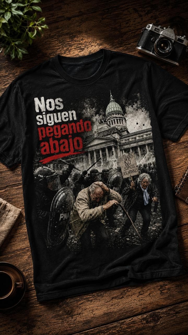 Remera Nos Siguen Pegando Abajo · Negra