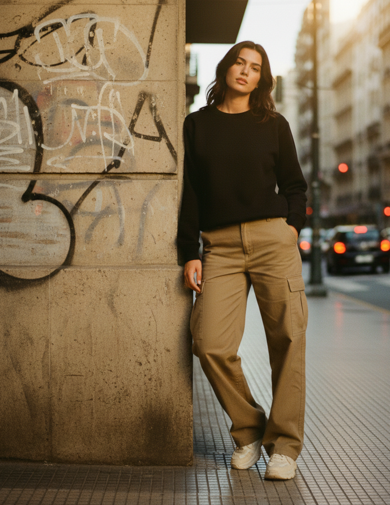 Buzo Cuello Redondo - Negro - Lifestyle 1